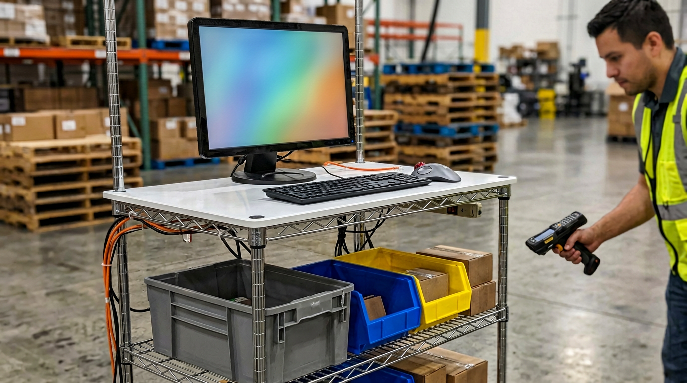 SmartRack installed on a table workstation